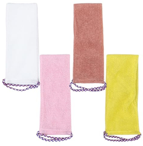 Alipis 4 Stück Peeling Rückentuch aus Nylon Langer Peeling Waschlappen mit Starkem Schrubbeeffekt Schnelltrocknendes Duschtuch für Rücken und Körper Vielseitig für Sauna und Bad