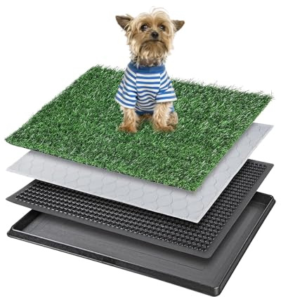 Tapis de propreté Chien, Système de Toilette en Gazon Artificiel à 3 Couches, Litière Portable pour Chiens pour l’Apprentissage de la Propreté en Intérieur et Extérieur, 50 x 40 cm