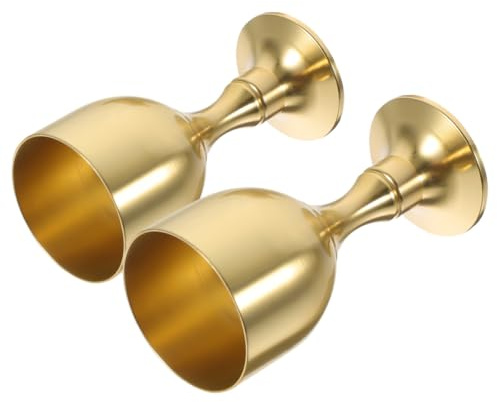 IMUSINICE Copas de Latón Vintage 2 Piezas 20g Pequeñas Tallo, Copas de Ofrenda Metálicas para Ceremonias Religiosas y Decoración del Hogar, Vasos Tipo Cáliz para Agua Ritual y Culto Budista