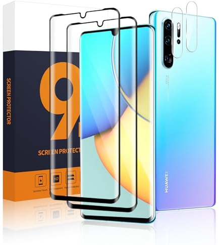 Carantee 2+2 Stück für Schutzfolie für Huawei P30 Pro, 3D-Volle Bedeckung Hohe Klarheit Fingerabdruck-ID 0 Staub & Blasen 9H Härte Frei von Kratzern Dauerhaft Huawei P30 Pro Folie