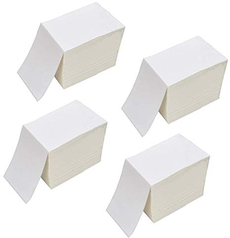 RyhamPaper 4 x 6 Fanfold Direct Thermal Labels - White Shipping Mailing Postage Labels, Perforated, Permanent Adhesive (4 Stacks - 4000 Labels)