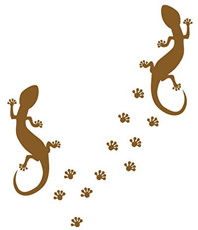 kleb-Drauf® | 2 Eidechsen und 24 Pfoten | Kupfer - glänzend | Wandtattoo Wandaufkleber Wandsticker Aufkleber | Wohnzimmer Schlafzimmer Kinderzimmer Küche Bad | Deko Wände Glas Fenster Tür Fliese