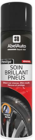 ABELAUTO Soin Brillant Pneus – Ravive et Protège les Flancs – Finition Noire Brillante Longue Durée – Entretien Pneus Voiture – Aérosol 400 ml