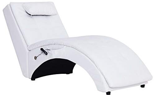 vidaXL Massage Chaiselongue mit Kissen Weiß Kunstleder