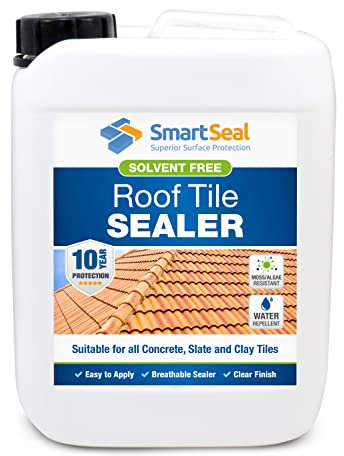 Smartseal Roof Tile Sealer - Long-lasting Protection for Concrete, Slate & Clay Roof Tiles - Solvent-Free Roofs Sealant. 10-year Water Repellent Barrier. Helps Prevent Moss and Algae (5 Litre)