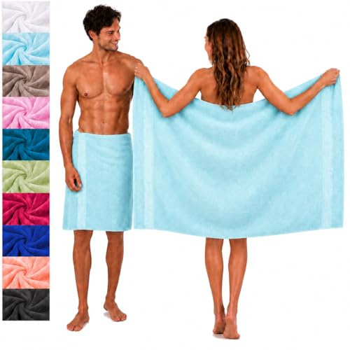 Betz 2 Stück Saunatücher Saunatuch Saunahandtuch Set Palermo 100% Baumwolle Frottier XXL Badetuch Strandtuch Größe 80 x 200 cm Farbe türkis