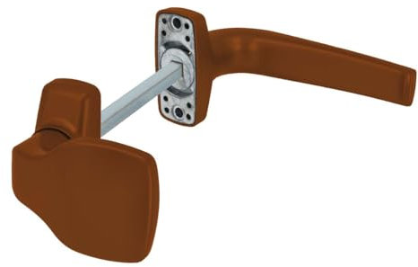 Aluminium Türgriff Kurzschild Merkur für Aluminiumtüren - Paar, Farbe:Golden Oak RAL 8003, Griffart:Griff-Knauf