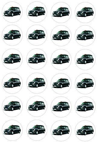 The Cake Decorators Boutique 24 London Taxi style edible party decorations Iced Icing CupCake Toppers