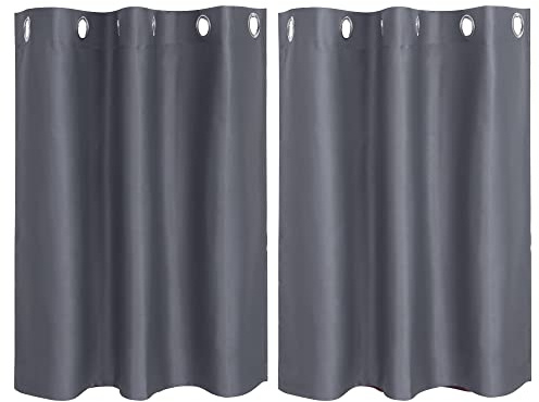 PiccoCasa Rideaux occultants thermiques gris 106,7 x 91,4 cm | Le tissu extensible doux aide à créer un look lisse et ajusté pour un usage quotidien. Tissu confortable doux au toucher.