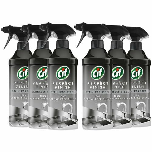 CIF Limpiador de acero inoxidable en espray, 6 x 435 ml