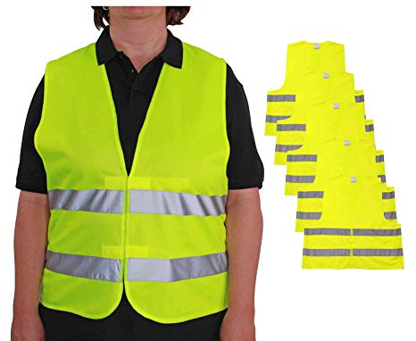 4business 5 x Kfz Warnwesten gelb Erwachsene 2XL/3XL EN 20471 | Klasse 2, TÜV-geprüft, waschbar, reflektierend, Qualitätsweste