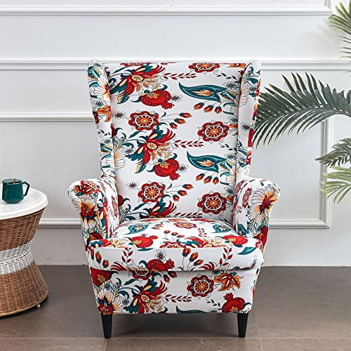 WYJHNLBEDC 2 Stück Ohrensessel überzug Stretch, Elastischer Sesselschoner | für Ohrensessel/loungesessel Outdoor/Sessel Wohnzimmer/Sofa 1 Sitzer