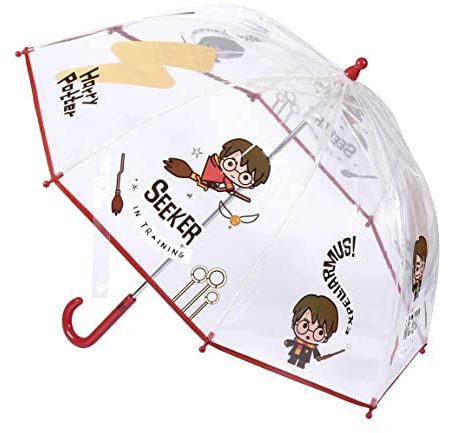 CERDÁ LIFE'S LITTLE MOMENTS - Paraguas Transparente Unisex de Harry Potter - Apertura Manual con Mecanismo Antiviento y Proteccion en las Varillas para Mayor Seguridad - Licencia Oficial