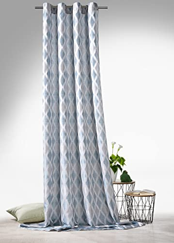 heimtexland ® Ösenschal Deko Vorhang Raute Jacquard Dekoschal Gardine HxB 245x140 Blickdicht Typ796 Türkis