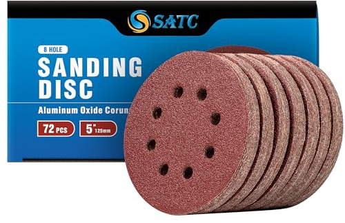 SATC Sanding Discs 40 Grit 72Pcs Orbital Sander Discs 125mm Hook and Loop Round Orbital Sander Pads for Sanding