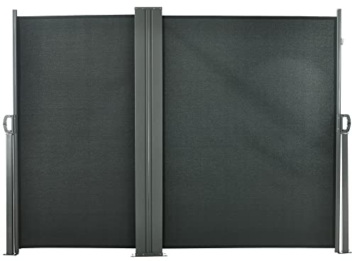 Outsunny Doppelrollo Seitenmarkise Sichtschutz Windschutz, einziehbar, Maße: 6 x 1,80 m, Polyester, UV-Schutz, hohe Dichte, 180 g/m², Grau