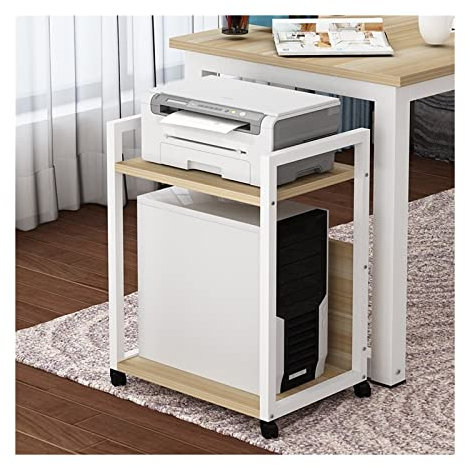 Soporte para CPU Soporte de torre for PC Soporte de impresora, carro de impresora de 2 niveles con almacenamiento, soporte de CPU móvil con ruedas giratorias, estante de almacenamiento resistente for