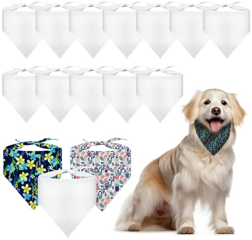 15 PCS Sublimation Blank Dog Bandana,DIY Custom Holiday Dog Scarf, Sublimation pet Triangle bib Handkerchief Accessories Tags Blanks Bulk