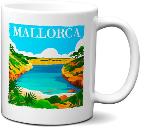 Taza Mallorca - Regalo Original para Viajeros Islas Baleares - Taza para Desayuno 330 ml