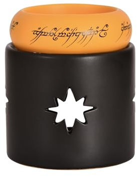 Elbenwald Herr der Ringe Duftlampe im Der Eine Ring Design 2-teilig 9 x 10,5 x 9 cm aus Steingut schwarz gelb