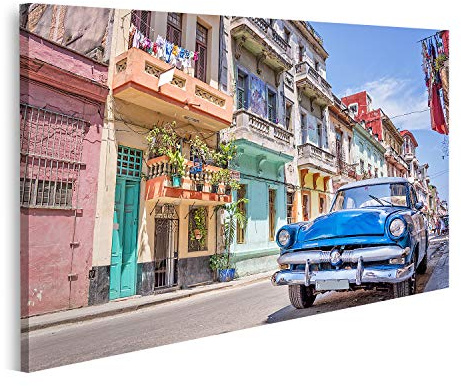 islandburner Tableau sur toile Vintage Classique Voiture américaine à La Havane Cuba Images murales Poster