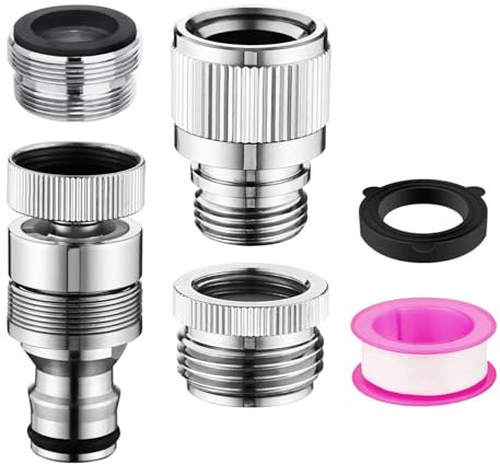 Quick Connect Sink Tap Adapter Kitchen Bathroom Faucet Hose Snap Coupler Adapter for Garden Hose Connector Compatible with Dishwasher Washing Machine
