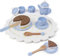 Wooden Tea Set Toy, Children's Games, Kitchen Accessories, Food Toy, Kids Tea Party Set, Cake, Chocolate Tea Cup, Wooden Accessory Set, Blue