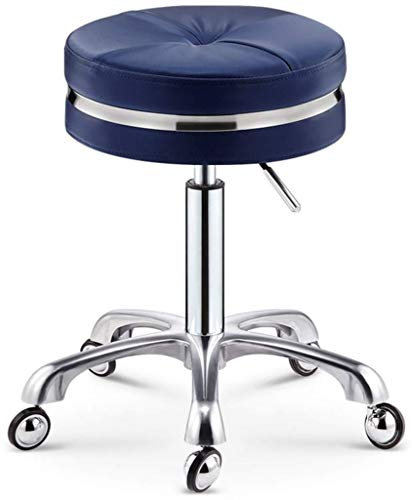 Drehhocker im europäischen Stil, ABS-Materialien, höhenverstellbar, stabile Basis aus verchromter Platte, maximale Belastung 120 kg, Arbeitshocker, Kosmetik-Rollhocker, Barhocker (Farbe: Weiß, Größe: