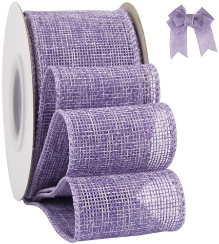 Tekdeere Nastro in Iuta con Filo, 50 mm x 9 Metri, Lilla Chiaro – Per Artigianato, Confezioni Regalo, Ghirlande, Fiocchi, Decorazioni per Alberi e Allestimenti Esterni