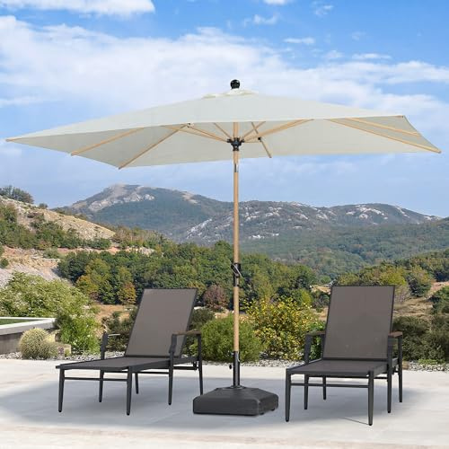 PURPLE LEAF Parasol de Jardin Extérieur Inclinable, Parasol Rectangulaire 2 x 3 m en Aluminium, Parasol Balcon en Teck Anti-Vent et Anti-UPF, pour Plage, Terrasse, Patio, Crème