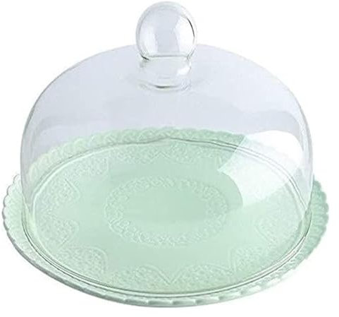Alzata per torte con coperchio a cupola, Tortiera a cupola, conservazione degli alimenti domestici, copertura antipolvere, insalata di sushi, cupola in vetro, piatto in ceramica, bordo ondulato, vasso
