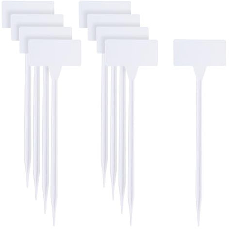 60 Pcs 30 x 9cm White Plant Name Size Tags T Type Plant Markers Plastic Garden Seed Signs Long Vegetable Labels Flower Pot Label Stakes for Outdoor Greenhouse