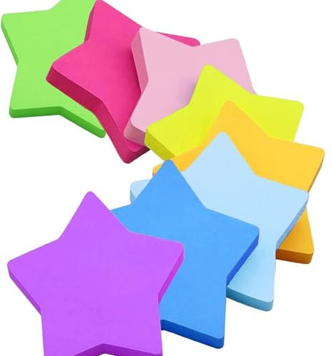 jatimdotin 240 Blatt Farbige Haftnotizen, Selbstklebende Klebezettel, Stern Haftnotizen, 8 Brillante Farben, Page Marker für Erinnerung Checkliste oder To Do, 70 x 70 mm