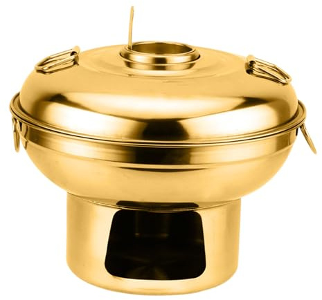 HGZLQKD Chinese Small Hot Pot Shabu Shabu Pot Single Person Kitchen Accessories Stainless Steel Hotpot Stockpot for Barbecue Picnic, gold, 22cm