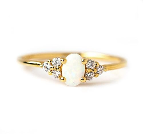 Calefee Eheringe Damen Gold 375,585,750, Ring Damen Schlicht mit Opal und Moissanite, Echtschmuck größe 47 bis 65