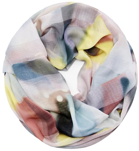 Gloop Loop Sciarpa tubolare da donna, sciarpa foulard setosa-ariosa leggera con motivo colorato stampato, Giallo uovo , Taglia unica