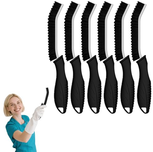 Cleangor Crevice Brush – Home Cleaning Essential (6,Black) | Accesses hard-to-reach narrow spaces, perfect for cleaning bathroom, kitchen, shower, window and toilet.