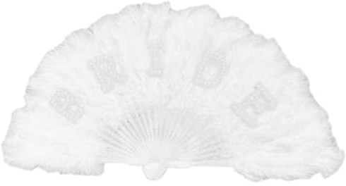 JZLEJC Bridal Hand Fan, White Faux Pearl Wedding Fan for Bride, Engagement, Costume Party, Dancing