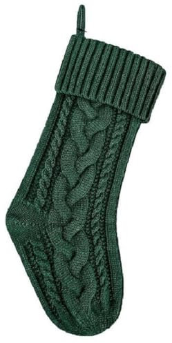 Vocdikficy Gestrickte Weihnachtsstrümpfe für die Familie - Grüne Socken zum Aufhängen Am Kamin