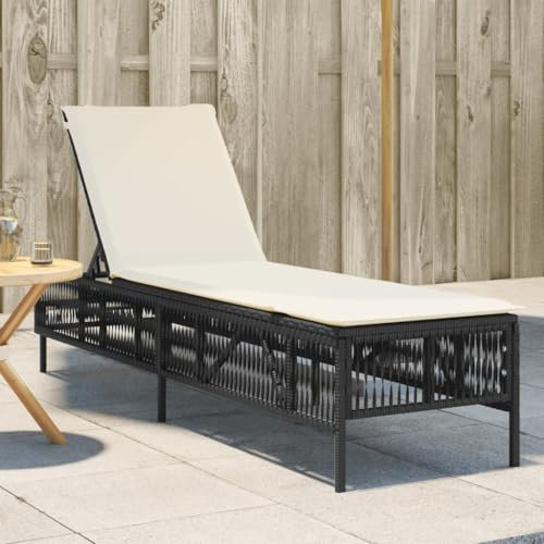 XINCXIN Sonnenliege, Patio Chairs korbsessel Outdoor Strand Stuhl relaxliege Wohnzimmer Geeignet für Balcony Terrace Home Garden mit Auflage Schwarz Poly-Rattan