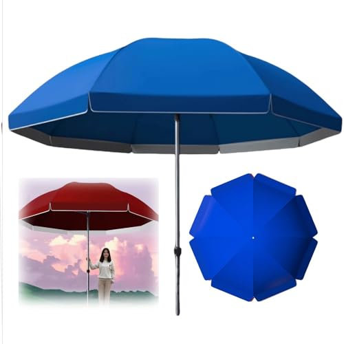 RTVGNSZSJL 2.2m/2.4m Gartenschirm Sonnenschirm Für Markt Pool Strand, Tragbarer Terrassenschirm Wasserdichter Balkonschirm UV-Schutz Sonnenschirm(Blue,2.2m/7ft)