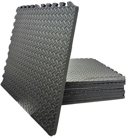 20mm Suelo Gimnasio Caucho 60x60cm Eva Foam Gym Mat,Heavy Training Exercise Home,Fitness Puzzle Mat For Gym Floor,Non-Slip Shock (8, Negro（2mGrosor）, 60X60CM)