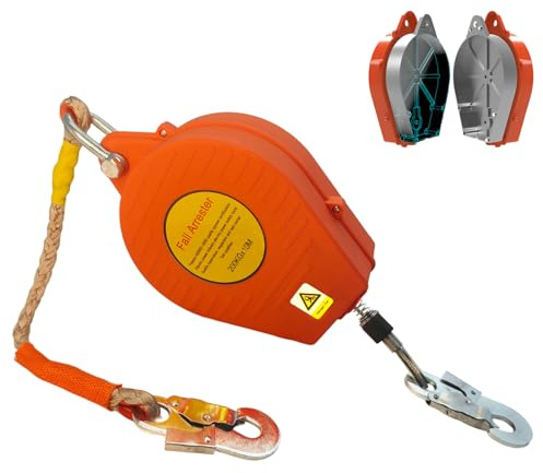 BOVDC Dispositivo Anticaidas Retráctil, 200kg Linea de Vida Retractil Homologado 10m, Rojo Arnés de Seguridad Anticaídas Retráctil con Gancho Autoblocante para Trabajos en Altura(Rojo,10m-1 Pieza)