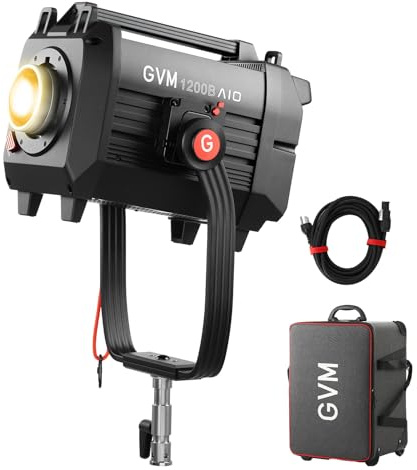 GVM LED-videolampa, 1 200 W Bi-Color COB studiolampa videoljus 4 2 800 lux/3 m kontinuerligt ljus fotografi ljus för fotostudio, film, video, videolampa, fotljus 12 ljuskcener, CRI97+ DMX/appkontroll