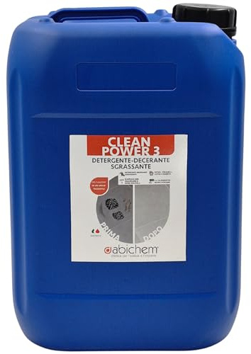 ABICHEM Clean Power 3 – Detergente, Decerante e Sgrassante – Rimuove Cera | Sporco Ostinato, Macchie da Pavimenti in Gres, Pietra, Cotto, Cemento (10 Litri)