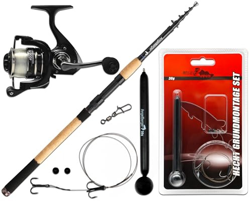Angel Berger Tele Angelset Grundmontage Rute Rolle Angelzubehör Köderfischmontage Ready2Fish Fishing Set Dead Bait Grundangel Angelset Köderfischangeln