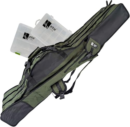 Zite Fishing Angeltasche Rutentasche 170cm | Rod-Case Angelfutteral | Wasserabweisendes Rutenfutteral, 3 Fächer Rutenrucksack für Angelruten Angel Tasche Angeltaschen Angelrute Tasche Angelrutentasche