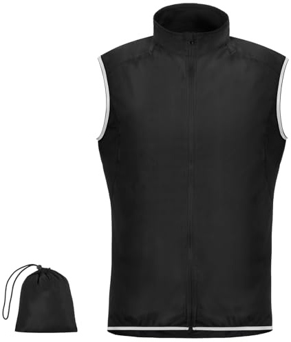 Alaoo Men's Cycling Vest, Cycling Gilet Men’s, Breathable Sleeveless Reflective Biking Jacket for Riding, Running, MTB, Hiking