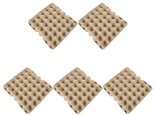 Zerodeko Confezione 5 Pezzi Cartoni per Uova Riutilizzabili in Polpa di Carta Beige, Organizer per Frigorifero Capacità 30 Uova, Contenitore Protettivo Pratico