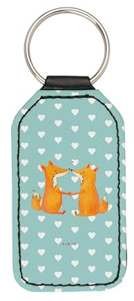 Mr. & Mrs. Panda Rechteckig Schlüsselanhänger Füchse Liebe - Geschenk, Schutzengel, Glücksbringer, Liebespaar, Taschenanhänger, Fuchs, Fox, Verlobte